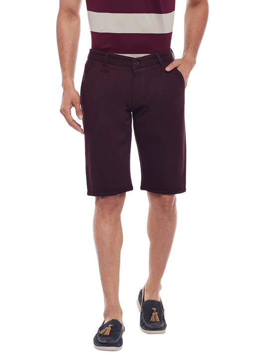Men Maroon Cotton Shorts