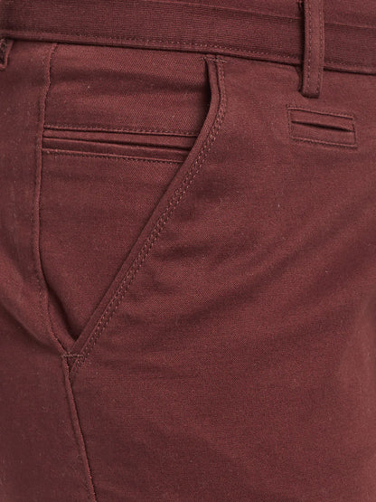 Men Red Cotton Shorts