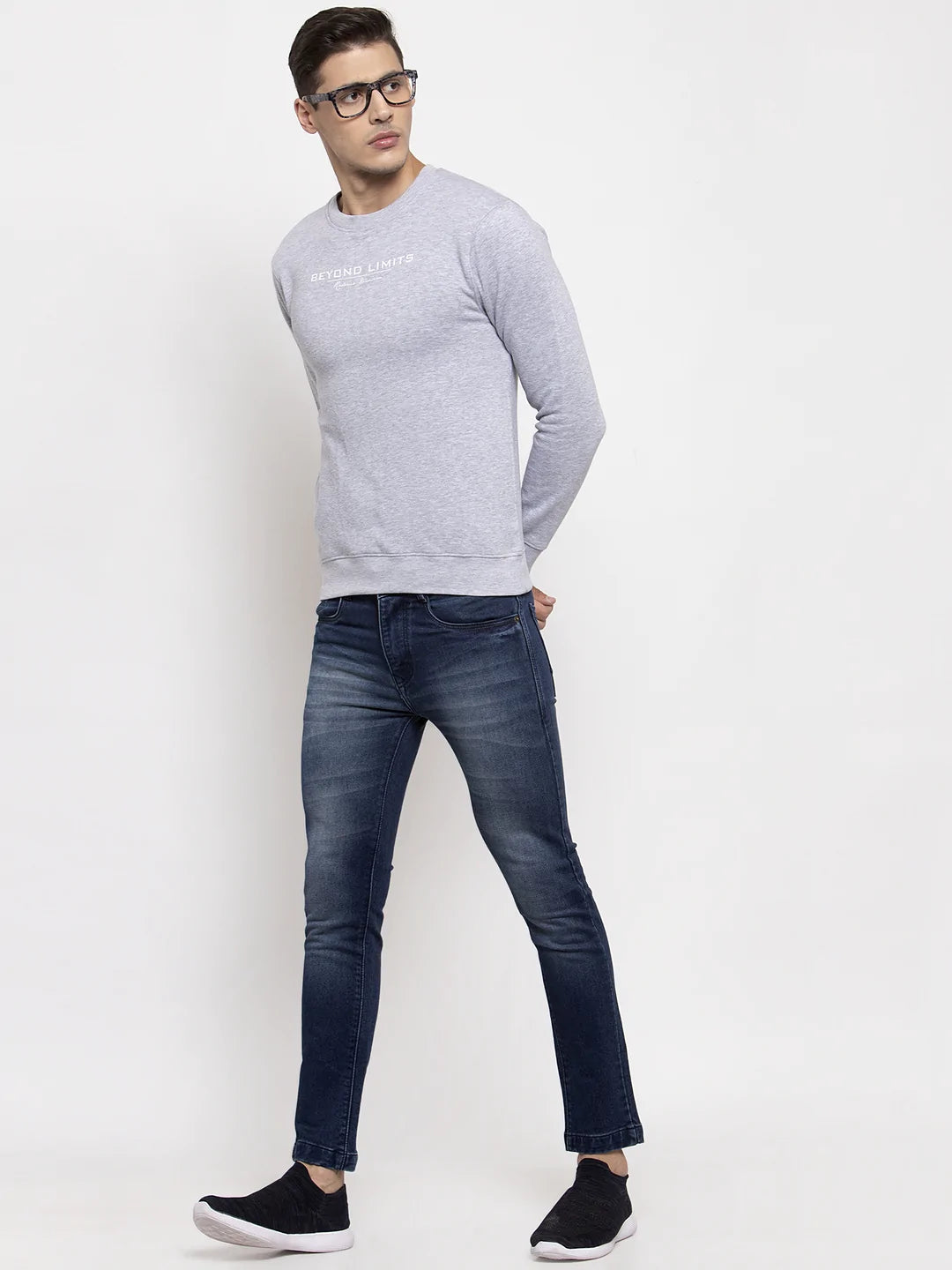 Men Grey Solid Sweatshirt