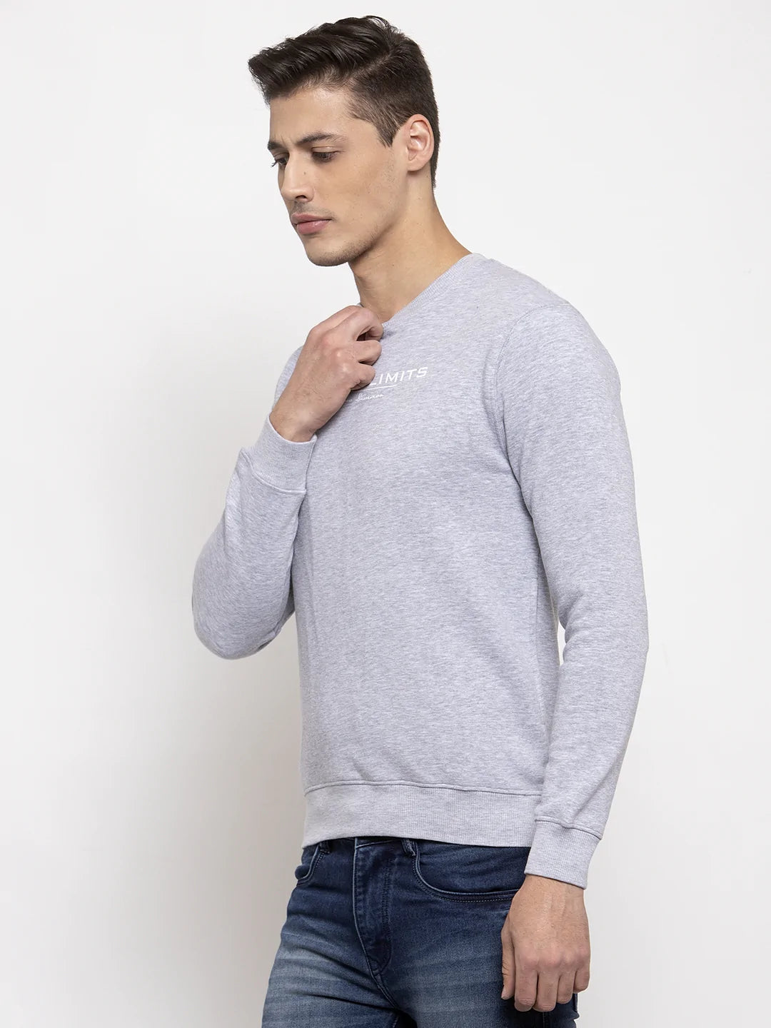 Men Grey Solid Sweatshirt
