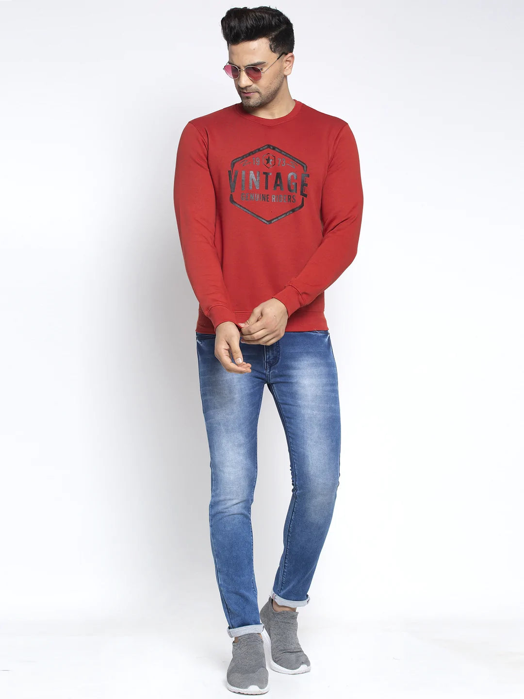 Men Red Printed Sweatshirt
