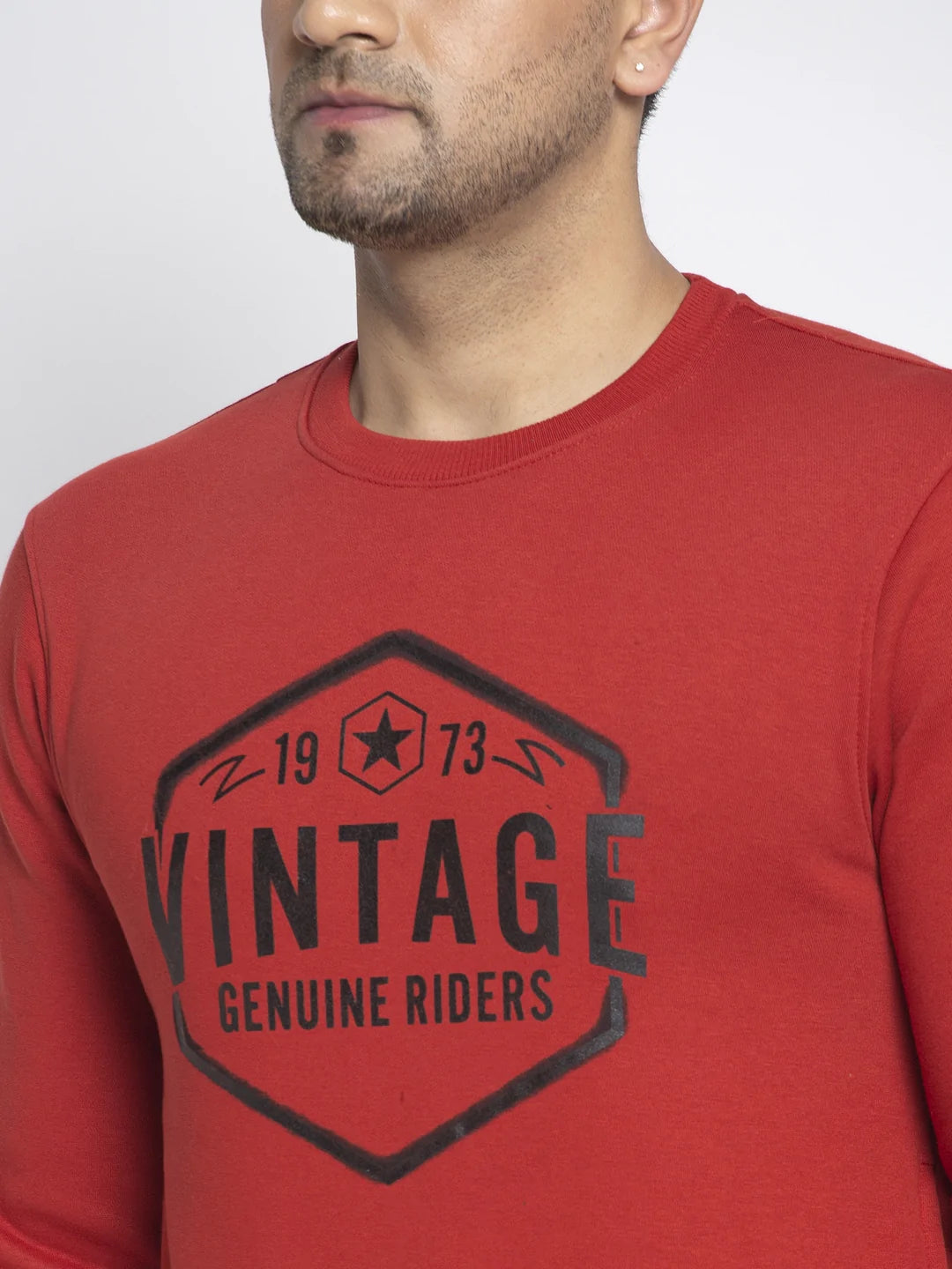 Men Red Printed Sweatshirt