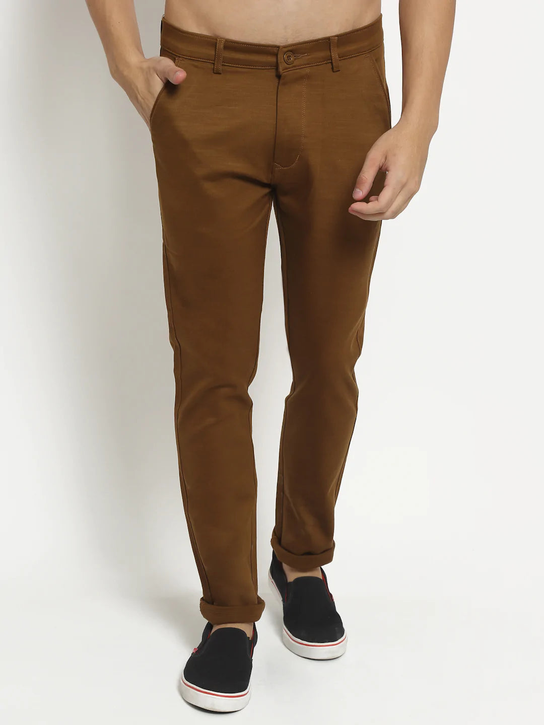 Men Brown Slim Fit Chinos Trousers