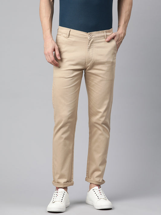 Men Beige Slim Fit Trousers