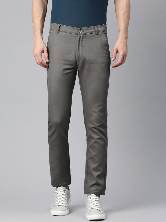 Men Grey Slim Fit Trousers