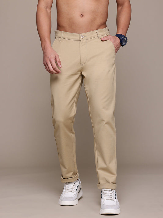 Men Khaki Relaxed Fit Trousers