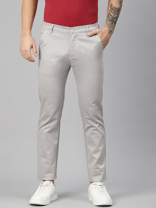 Men Grey Slim Fit Trousers