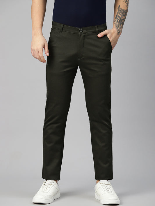 Men Green Slim Fit Trousers