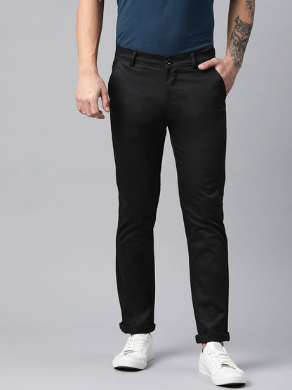 Men Black Slim Fit Trousers