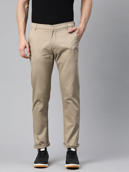 Men Khaki Slim Fit Trousers