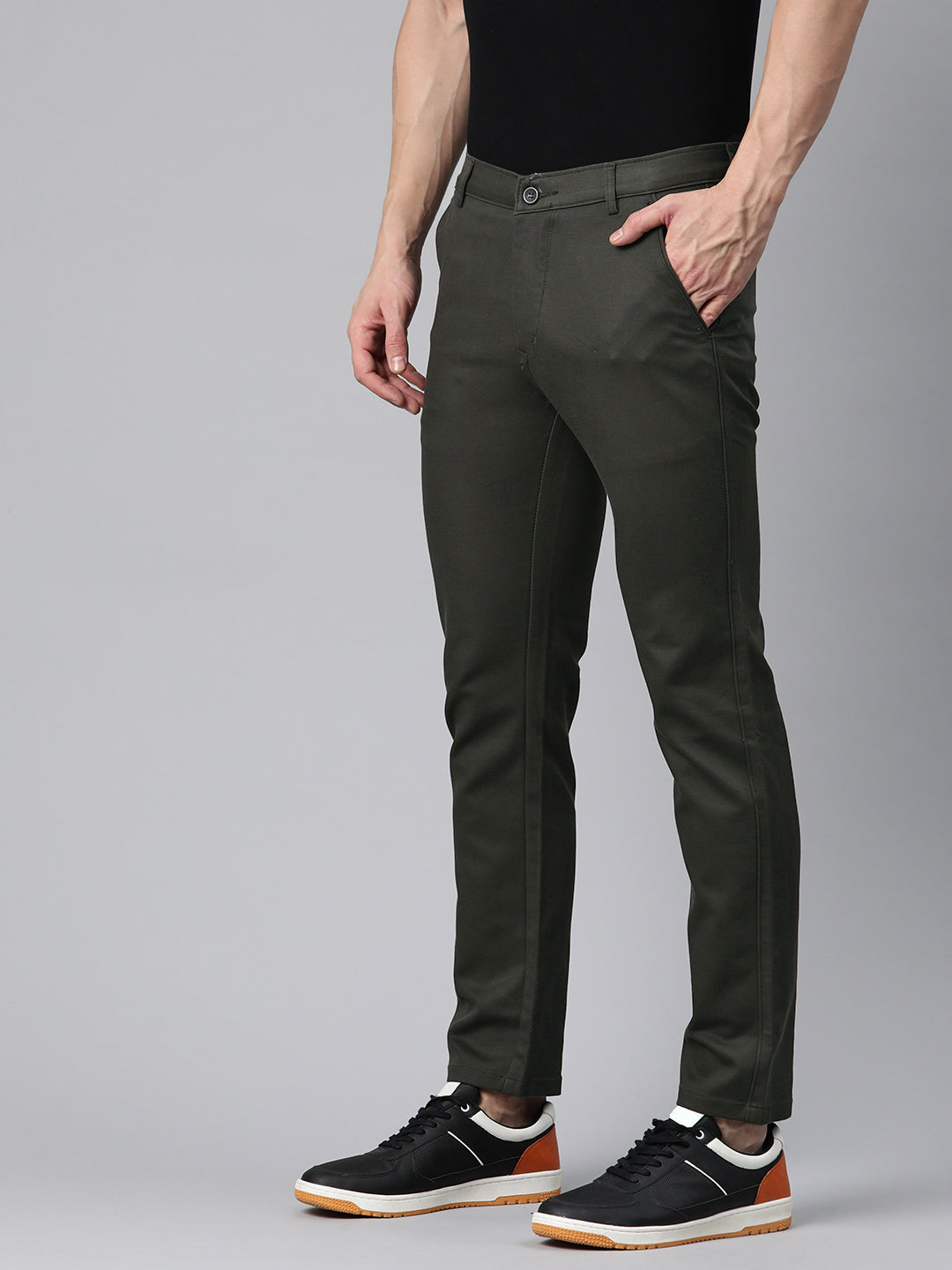 Men Green Slim Fit Trousers