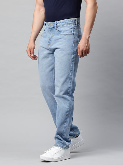 Men Blue Straight Fit Pure Cotton Jeans