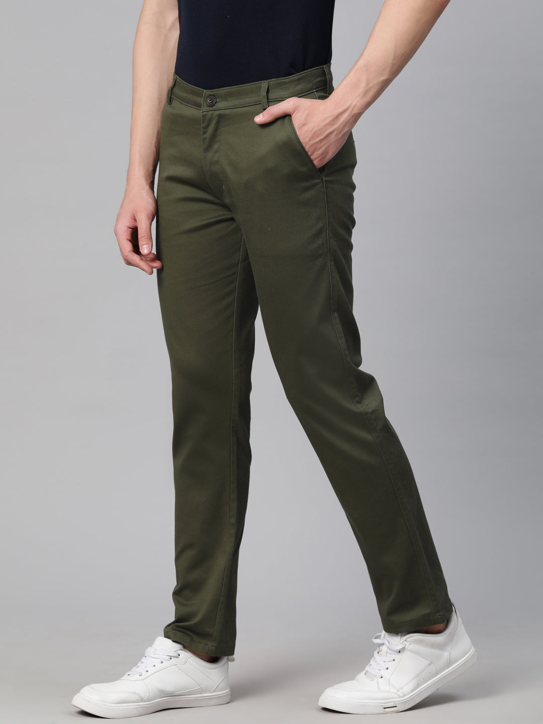 Men Green Slim Fit Trousers