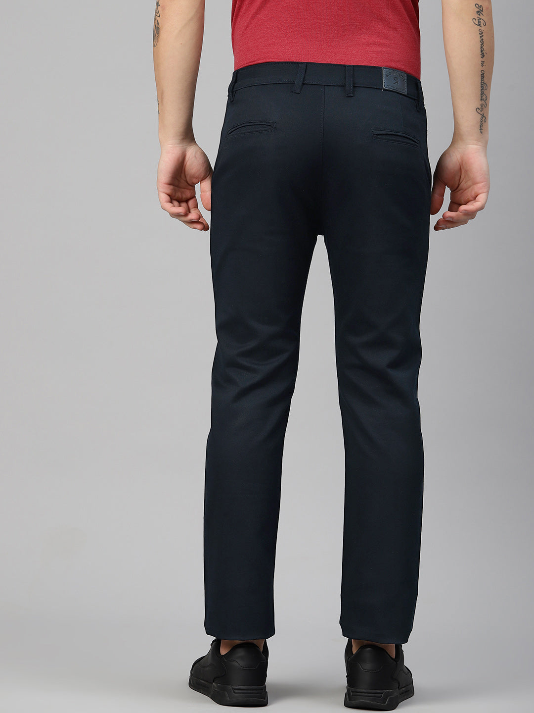 Men Navy Blue Slim Fit Trousers