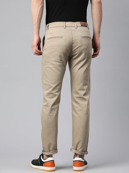 Men Khaki Slim Fit Trousers