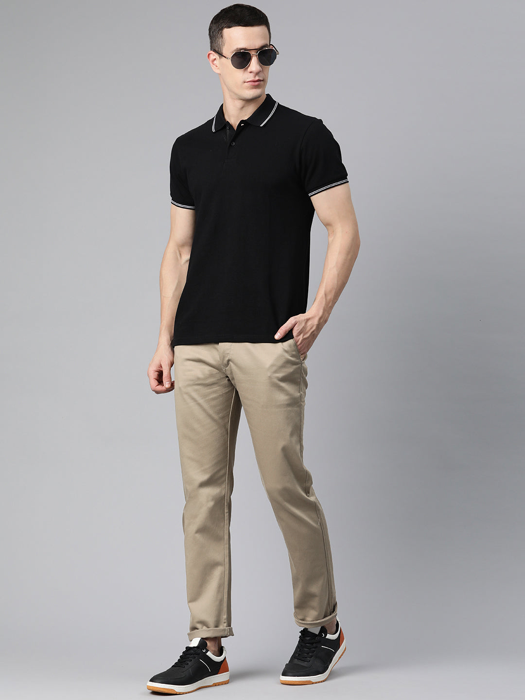 Men Khaki Slim Fit Trousers