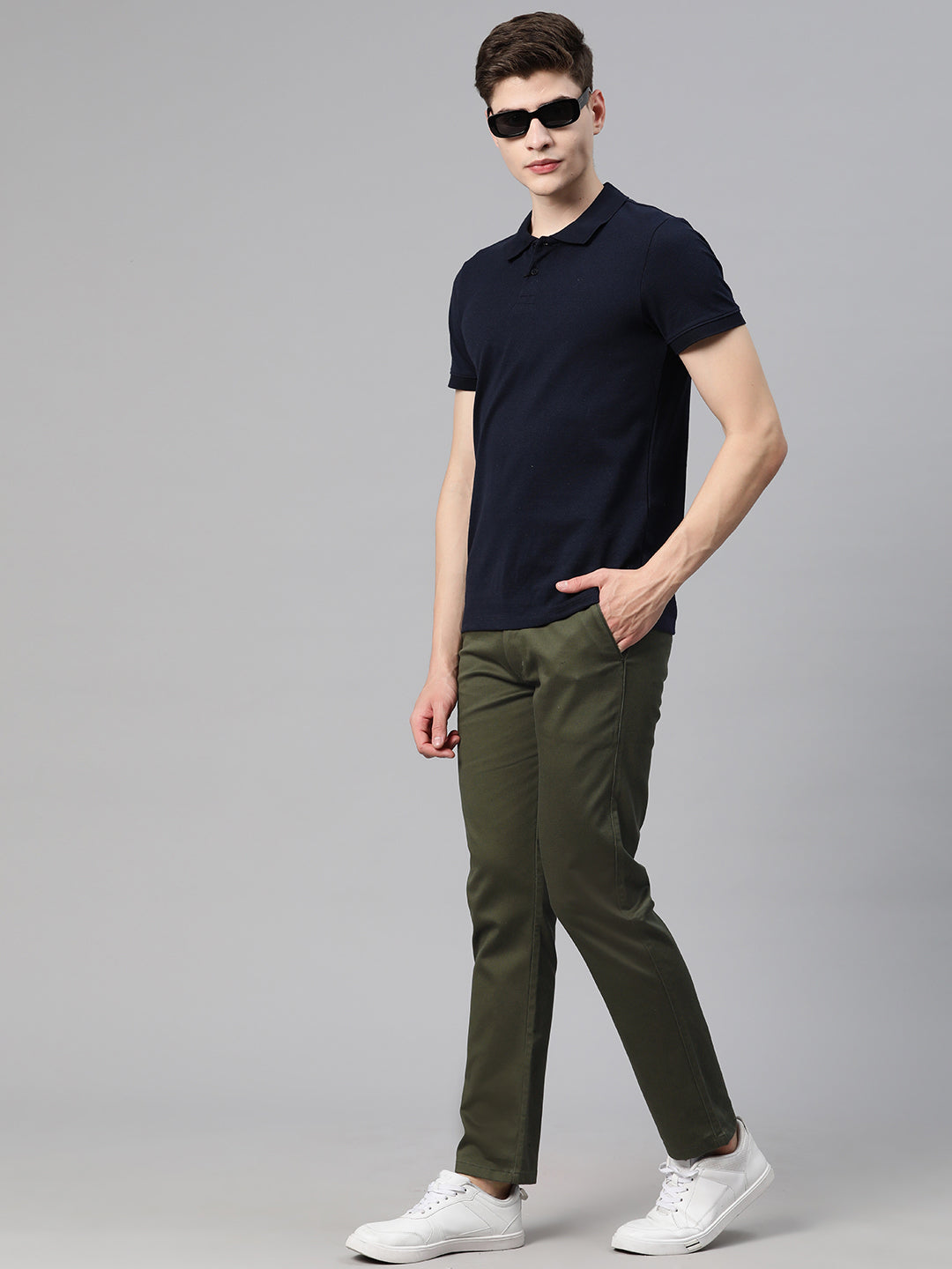 Men Green Slim Fit Trousers