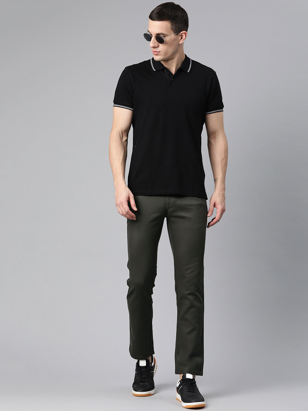 Men Green Slim Fit Trousers