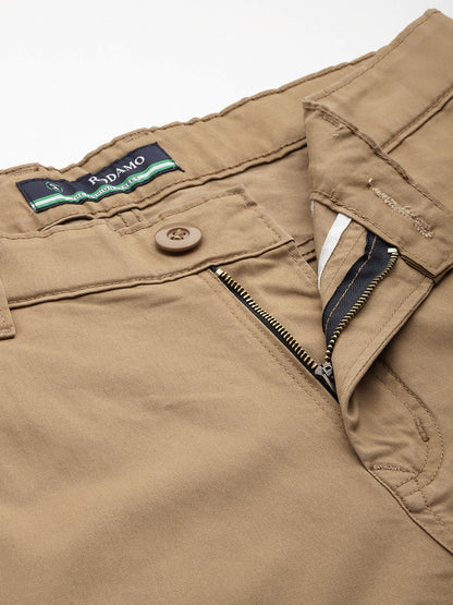 Men Khaki Relaxed Fit Stretchable Cargo Trousers