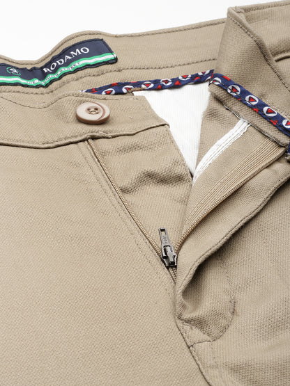 Men Khaki Slim Fit Trousers