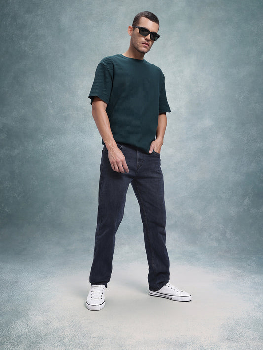 Men Black Straight Fit Stretchable Jeans