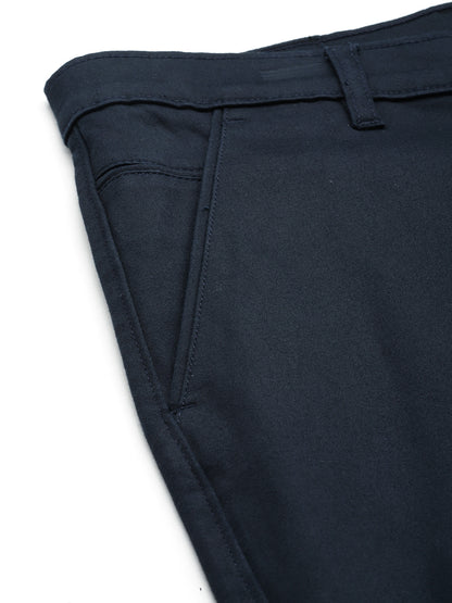 Men Navy Blue Slim Fit Trousers