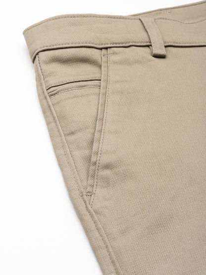 Men Khaki Slim Fit Trousers