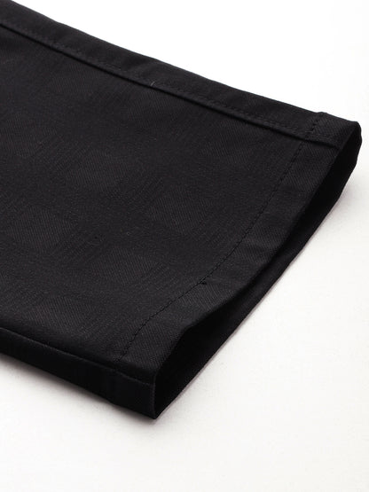 Men Black Relaxed Fit Checkered Trousers