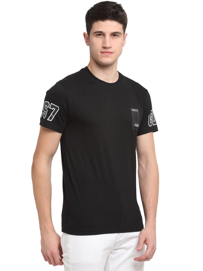 Men Black Typography Printed Slim Fit T-shirt