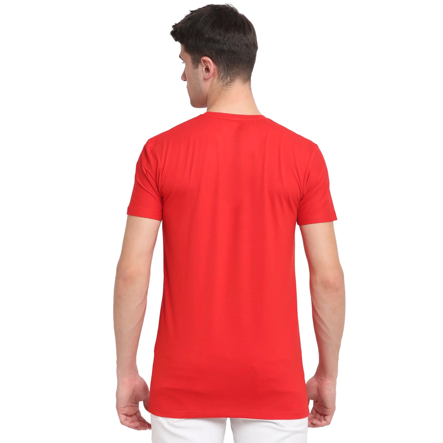 Men Red Solid Slim Fit T-shirt