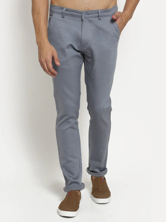 Men Grey Slim Fit Chinos Trousers