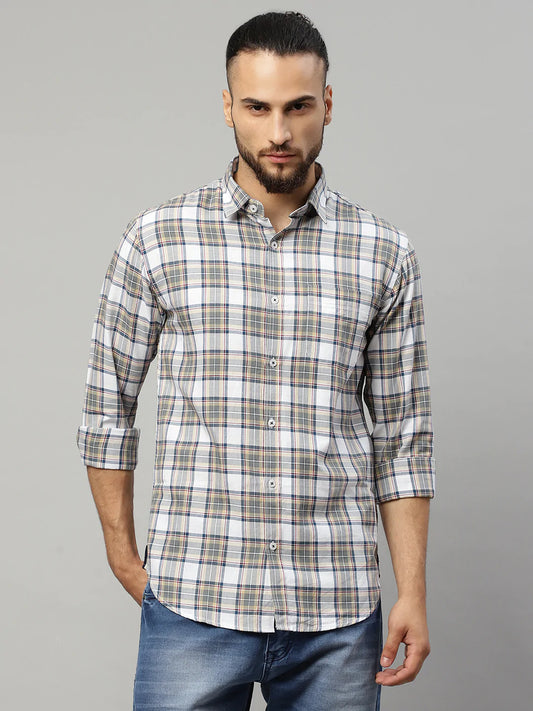 Men Multicoloured Slim Fit Tartan Checks Checked Casual Shirt