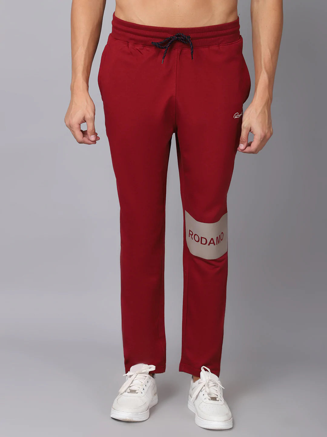 Men Maroon Brand Logo Printed Slim-Fit Track Pant