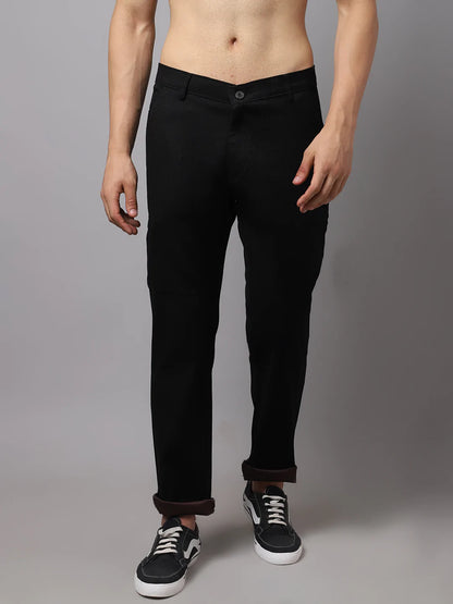 Men Black Solid Slim Fit Chinos Trouser