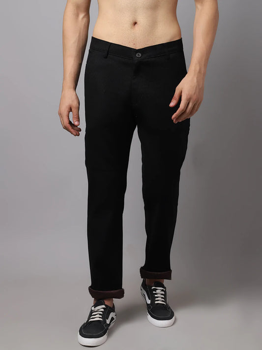 Men Black Solid Slim Fit Chinos Trouser