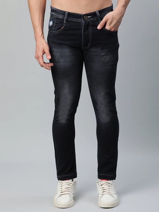 Men Black Slim Fit Light Fade Stretchable Jeans