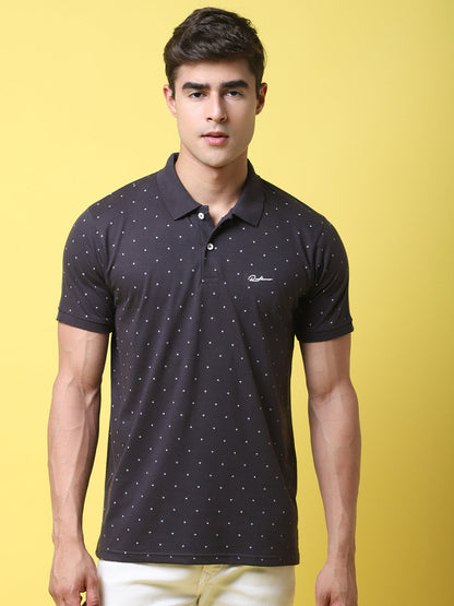 Printed Polo Collar Cotton Slim Fit T-shirt