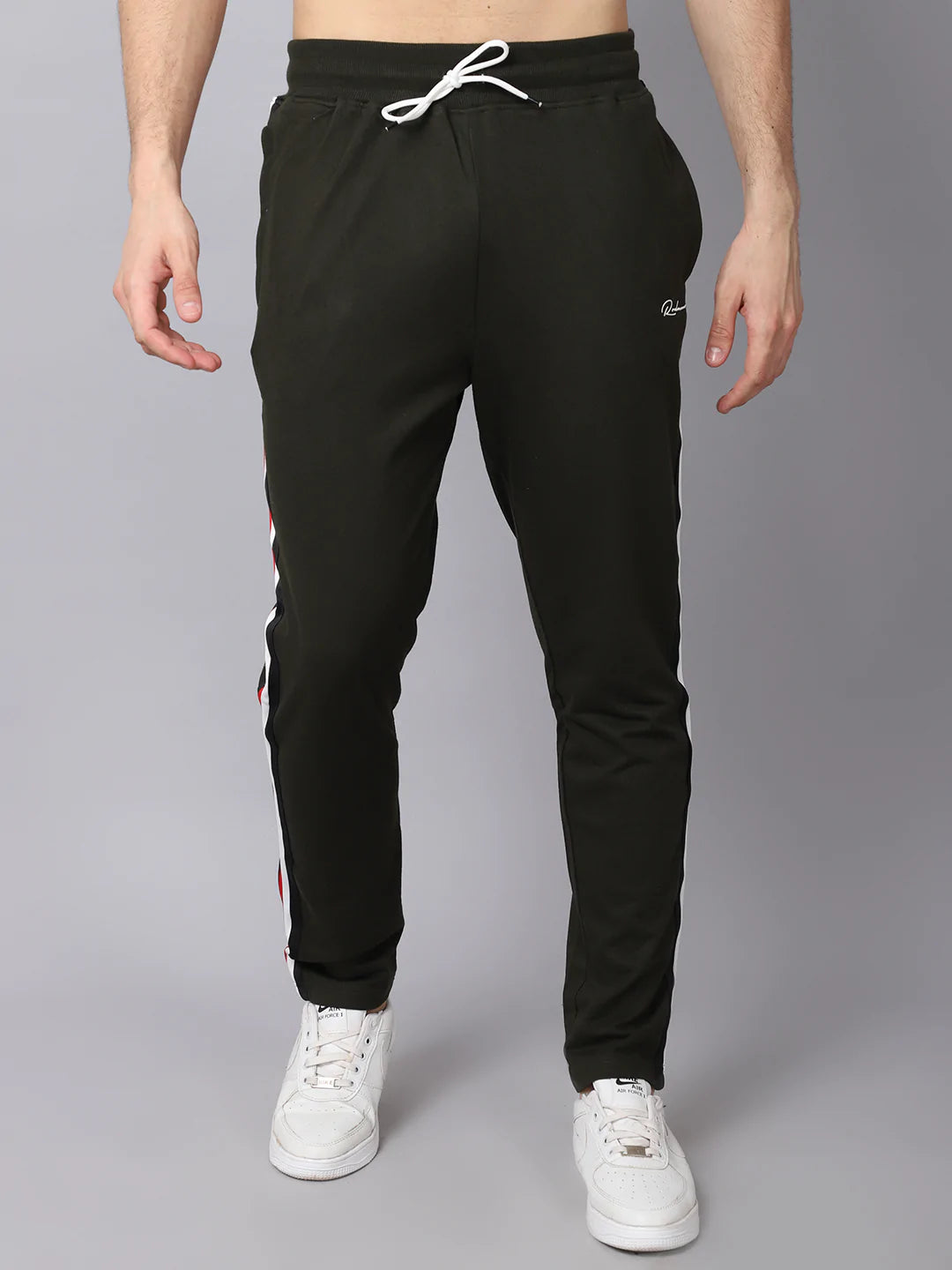 Men Green Solid Slim-Fit Track Pants