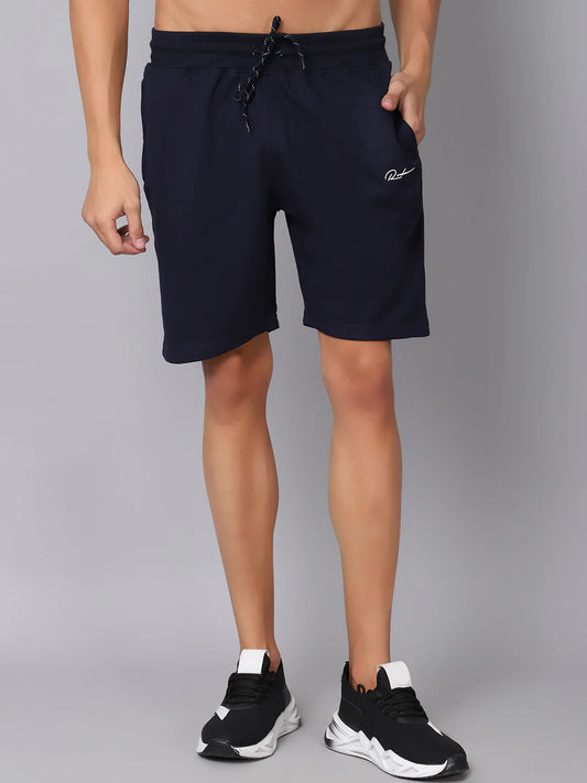 Men Navy Blue Slim Fit Sports Shorts