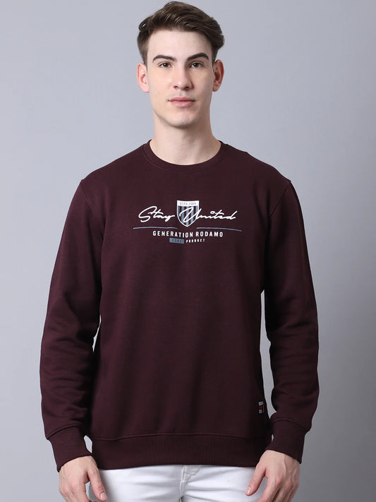 Men Maroon Printed Sweatshirt