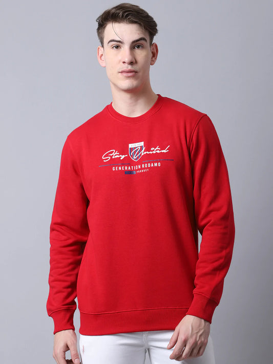 Men Red Printed Sweatshirt