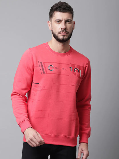 Men Pink Printed Sweatshirt