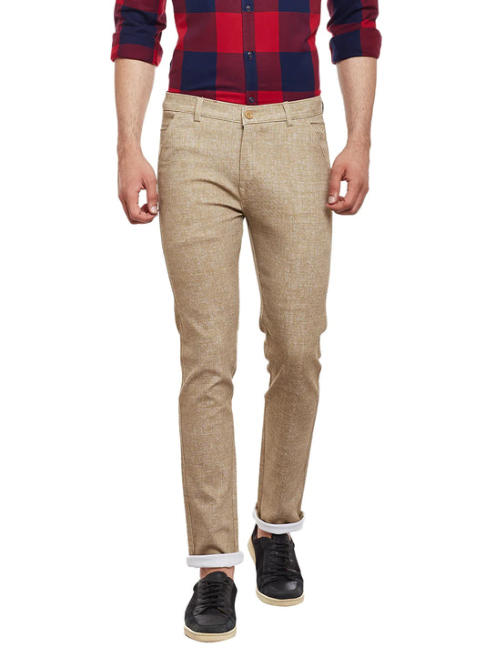 Men Beige Slim Fit Trousers
