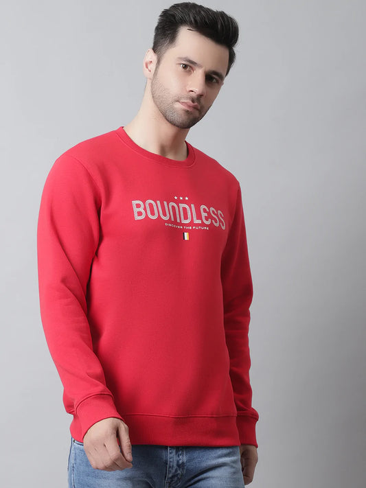 Men Typhography  Printed Pullover Fleece Sweatshirt