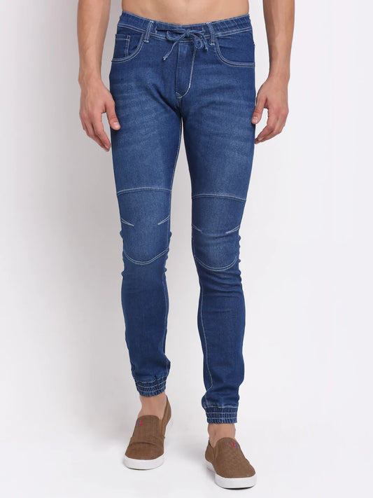 Men Blue Light Fade Stretchable Jogger Jeans