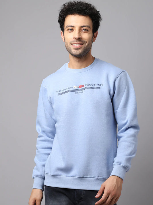 Men Blue Printed Sweatshirt