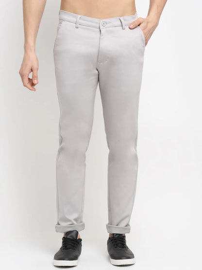Men Grey Slim Fit Chinos Trousers