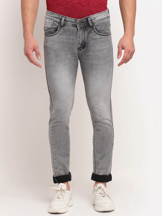 Men Grey Slim Fit Heavy Fade Stretchable Jeans