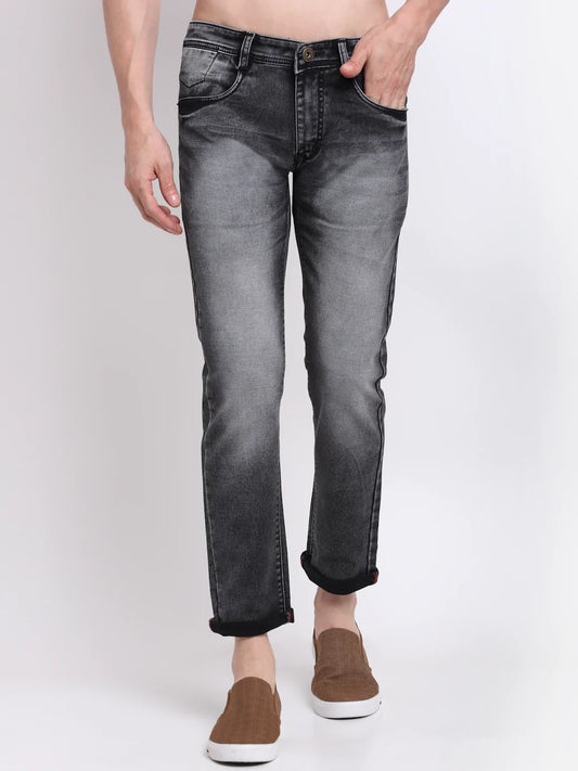 Men Grey Slim Fit Heavy Fade Stretchable Jeans