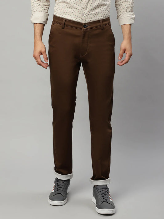 Men Brown Slim Fit Trousers